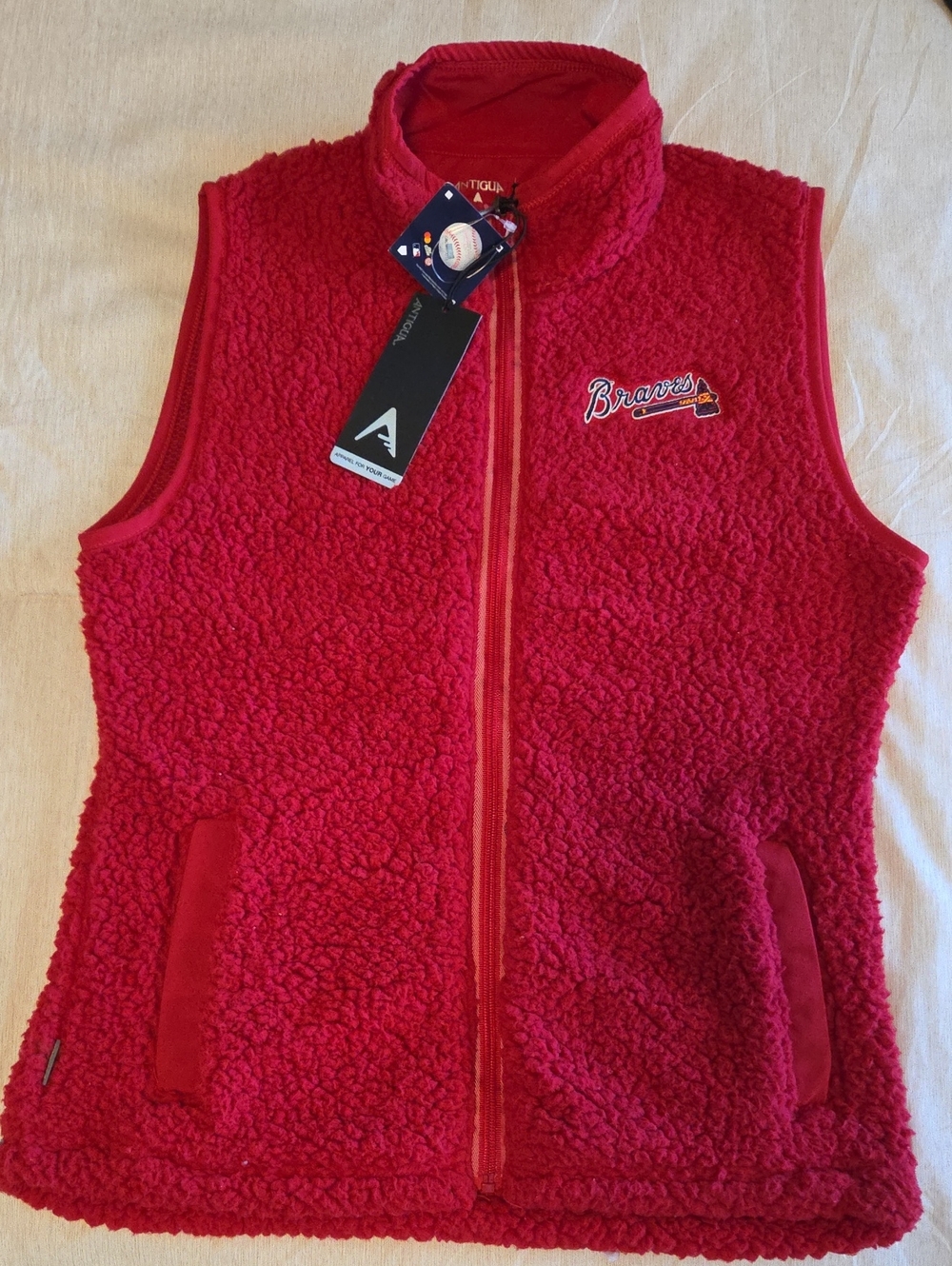 Antigua Womens MLB BRAVES  Sherpa Fleece Vest